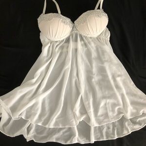 Seductivewed white lace mesh slip dress